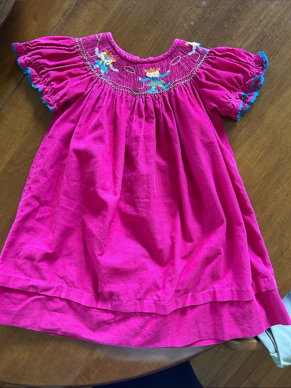 Girls' Fuchsia Smocked Dress cowgirls with Blue Trim size 24M